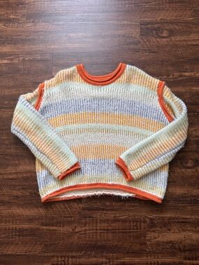 Urban Outfitters Marcia Multicolor Fuzzy Striped Eyelash Sweater